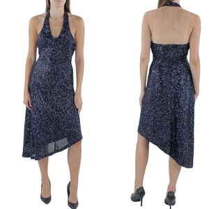 💃🏻BCBGeneration Blue Sequin Asymmetrical Halter Dress